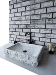 Beyaz Yay Patlatma Mermer Lavabo 3