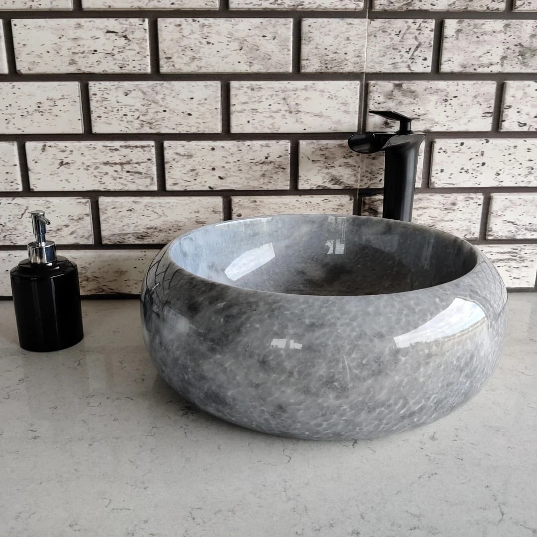 Gri Teker Mermer Lavabo 1