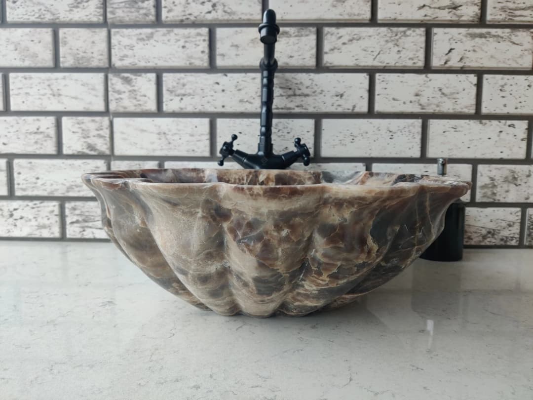 Onyx Flowers Mermer Lavabo 1