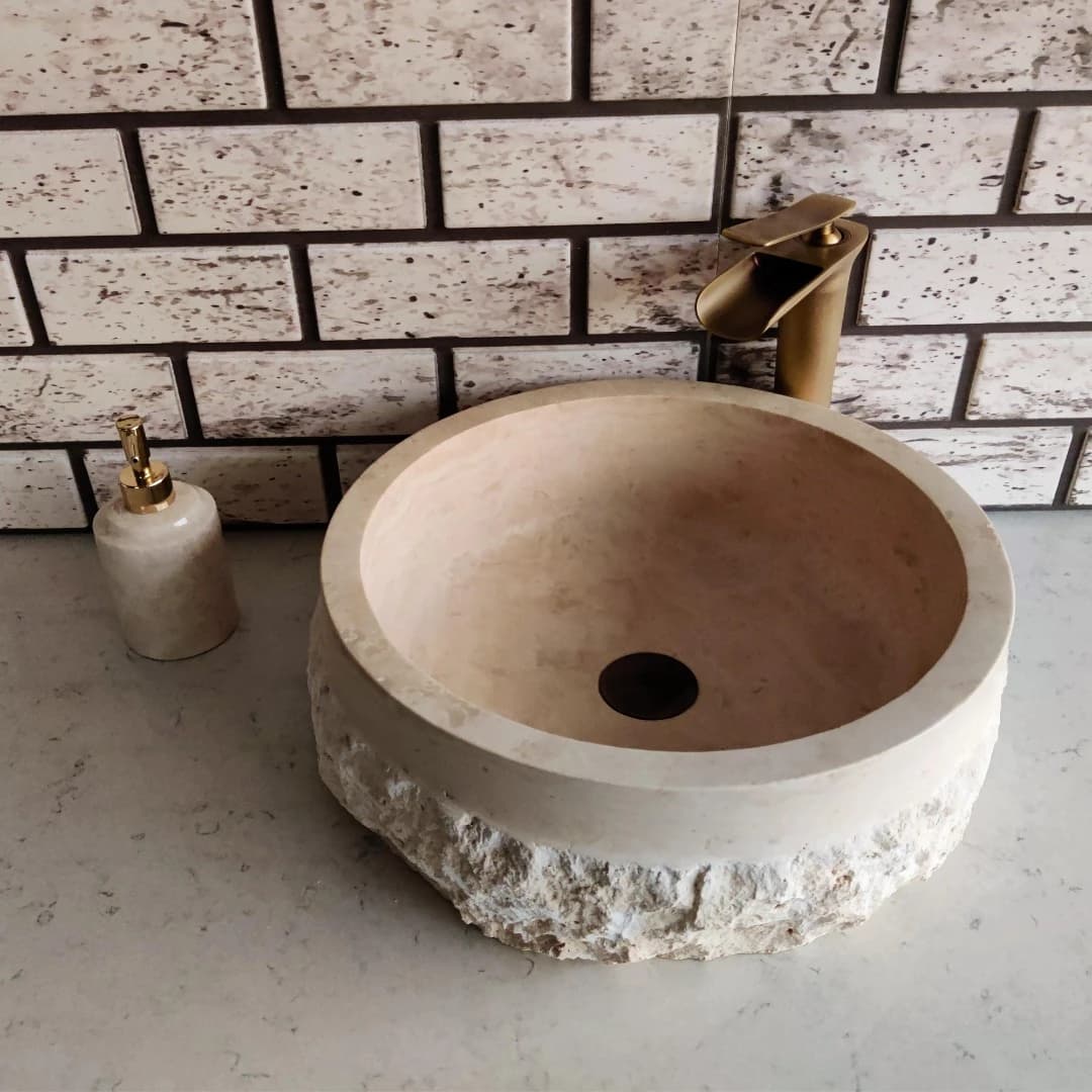 Traverten Natural Patlatma Mermer Lavabo 2