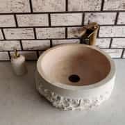 Traverten Natural Patlatma Mermer Lavabo 2