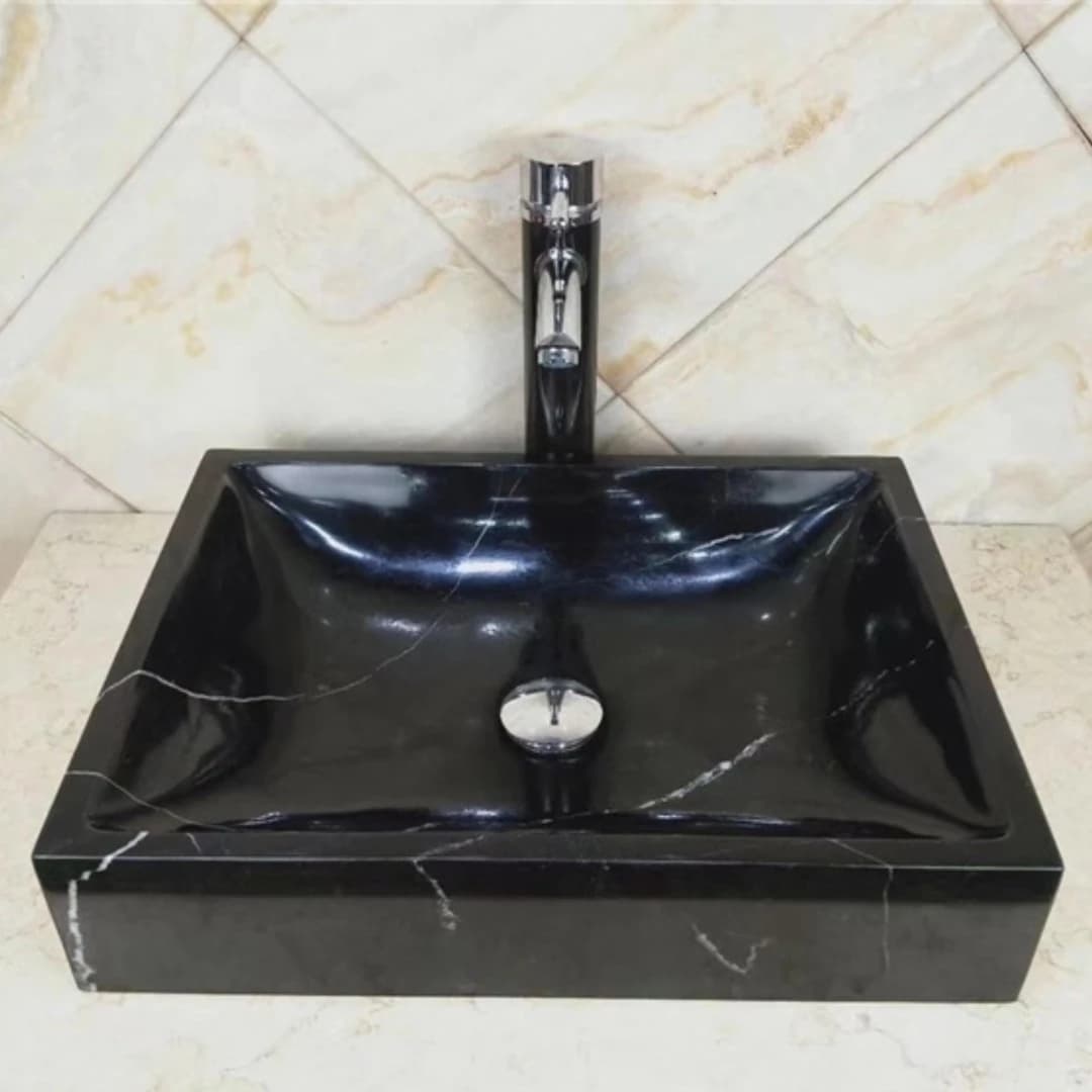 Toros Siyahı Curved Mermer Lavabo 1