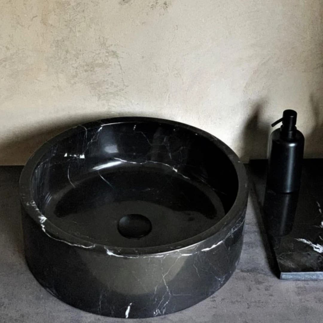 Toros Siyahı Silindir Mermer Lavabo 1
