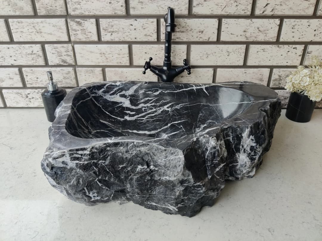 Toros Siyahı Natural Elips Mermer Lavabo 3