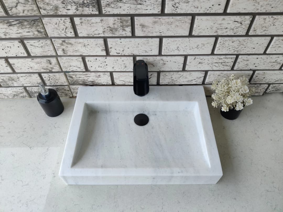 Beyaz Bevel Mermer Lavabo 3