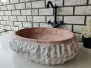 Traverten Red Patlatma Elips Mermer Lavabo 3