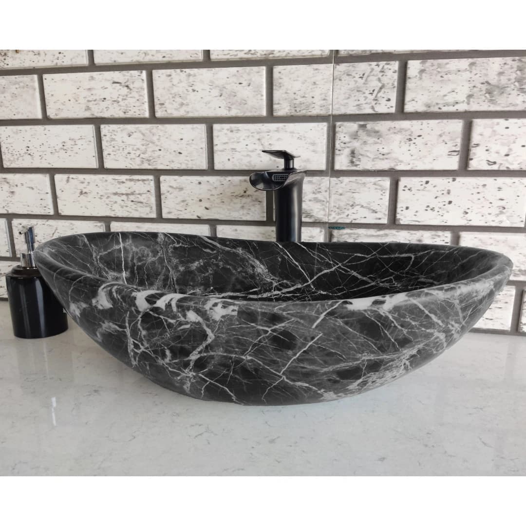 Toros Siyahı Elips Mermer Lavabo 1
