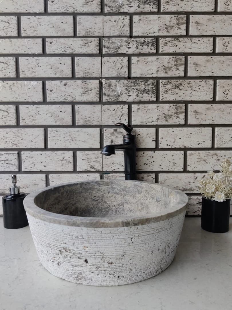 Silver Silindir Draw Mermer Lavabo 1