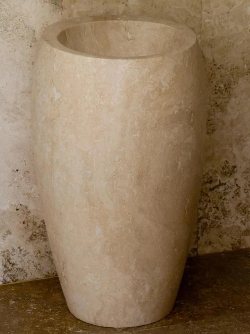 Traverten Barrel Dikey Mermer Lavabo 3