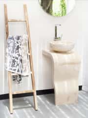 Bej Sole Dikey Mermer Lavabo 2