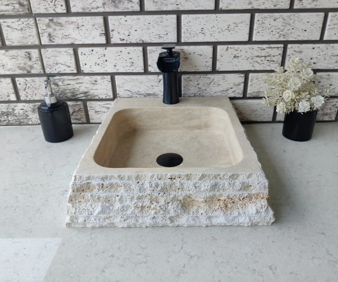 Traverten Mikro Patlatma Mermer Lavabo 1