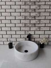 Beyaz Silindir Mermer Lavabo 2