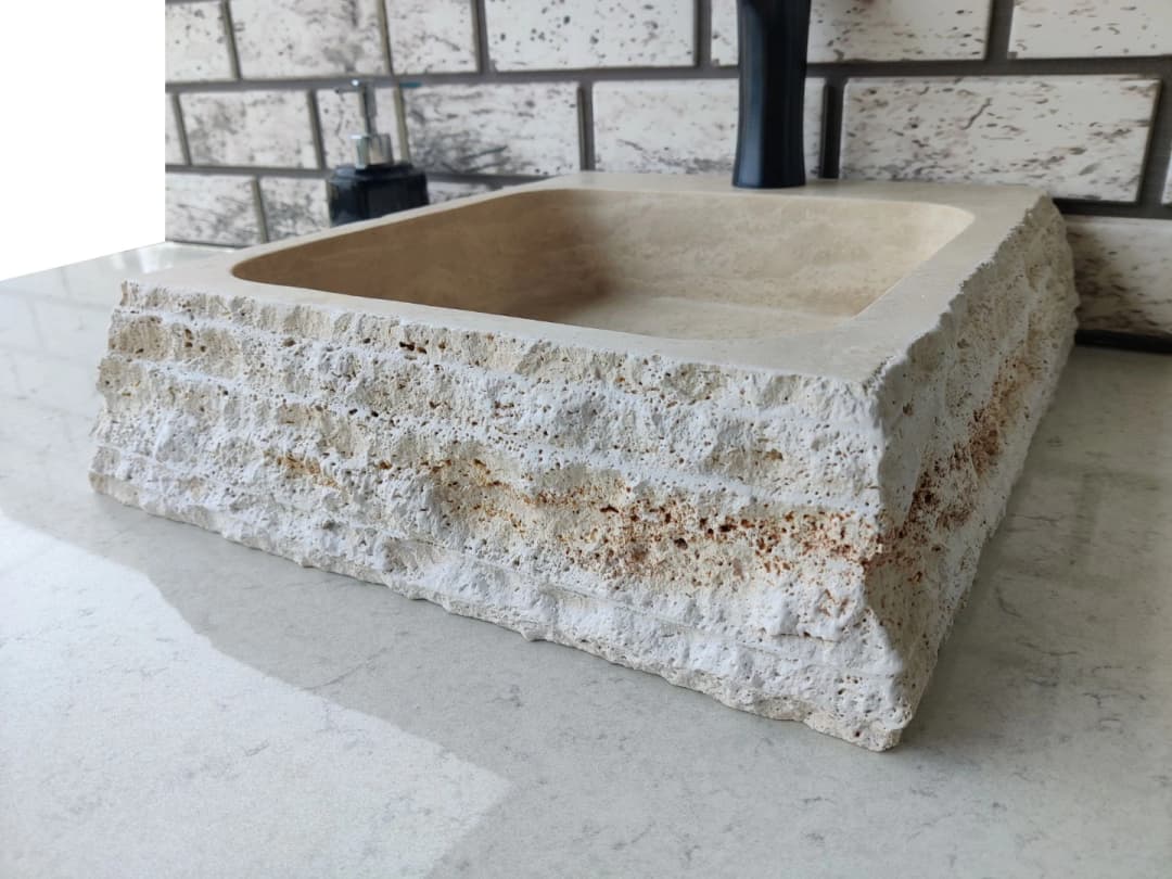 Traverten Mikro Patlatma Mermer Lavabo 2