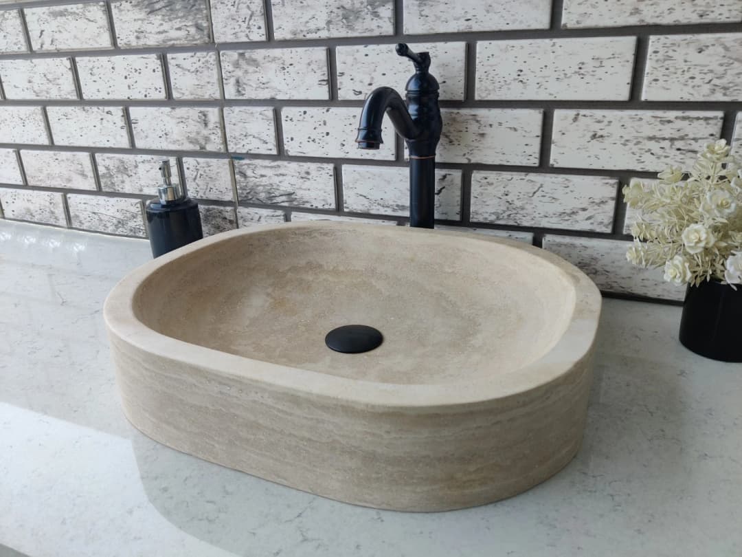 Traverten Oval Mermer Lavabo 5
