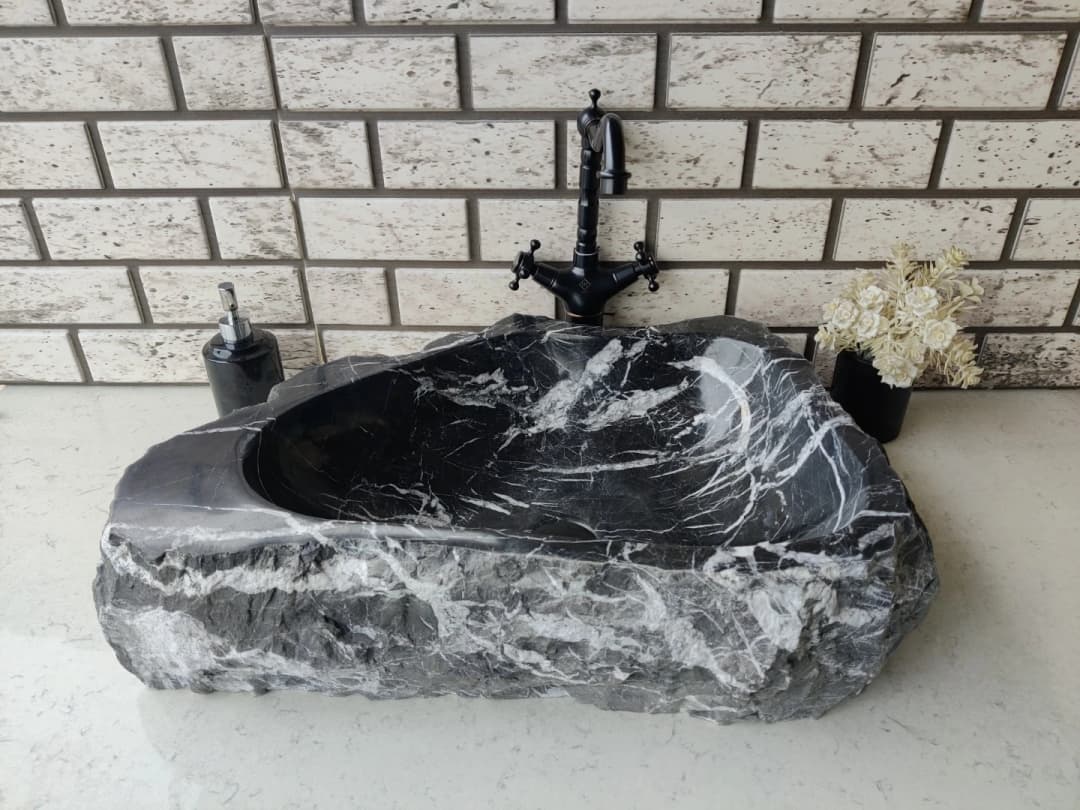 Toros Siyahı Natural Elips Mermer Lavabo 6