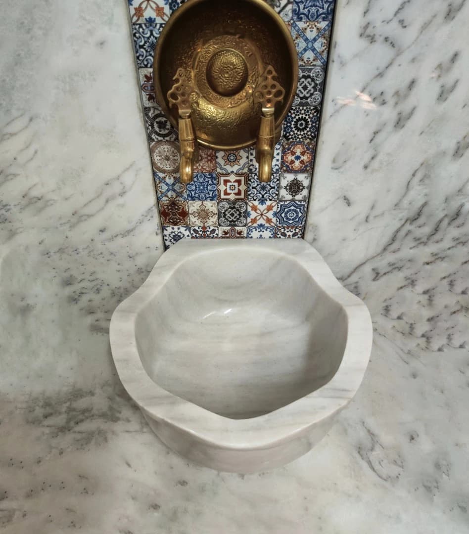 Beyaz Fırfır Düz Mermer Kurna 4