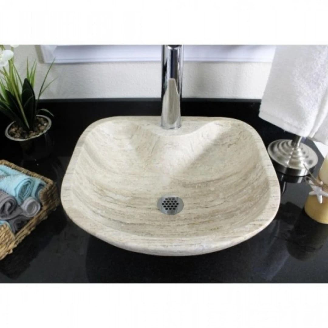 Traverten Hole Elips Mermer Lavabo 1