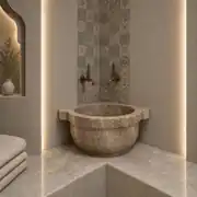 Traverten Düz Köşeli Mermer Kurna 1