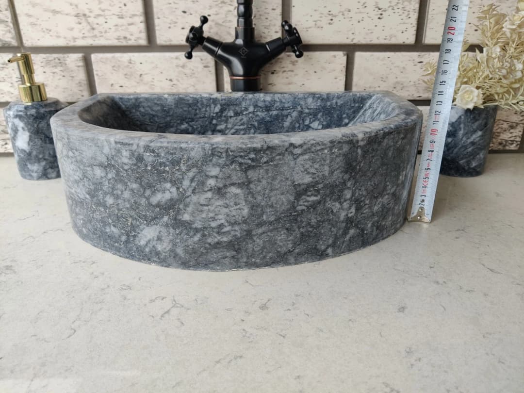 Karaca Siyahı Half D Mermer Lavabo 5