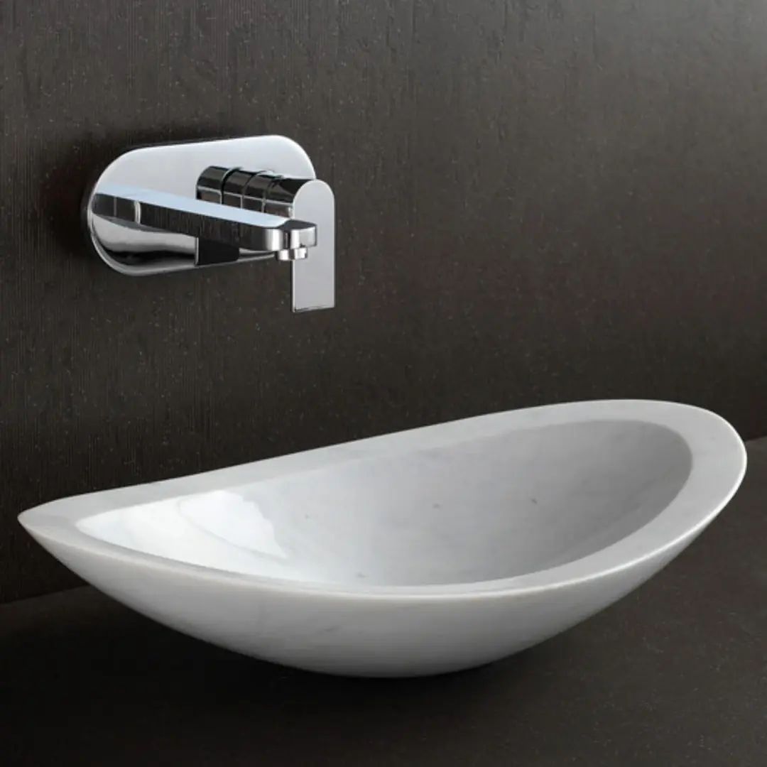 Beyaz Elips Mermer Lavabo 1