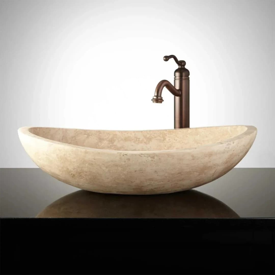 Traverten Elips Mermer Lavabo 1
