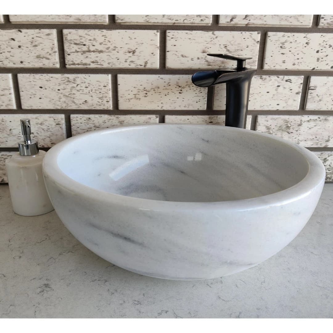 Beyaz Çanak Mermer Lavabo 2