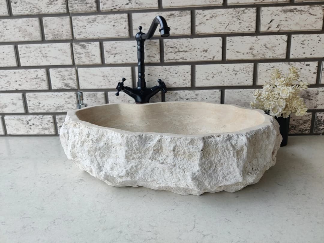 Traverten Messy Mermer Lavabo 1