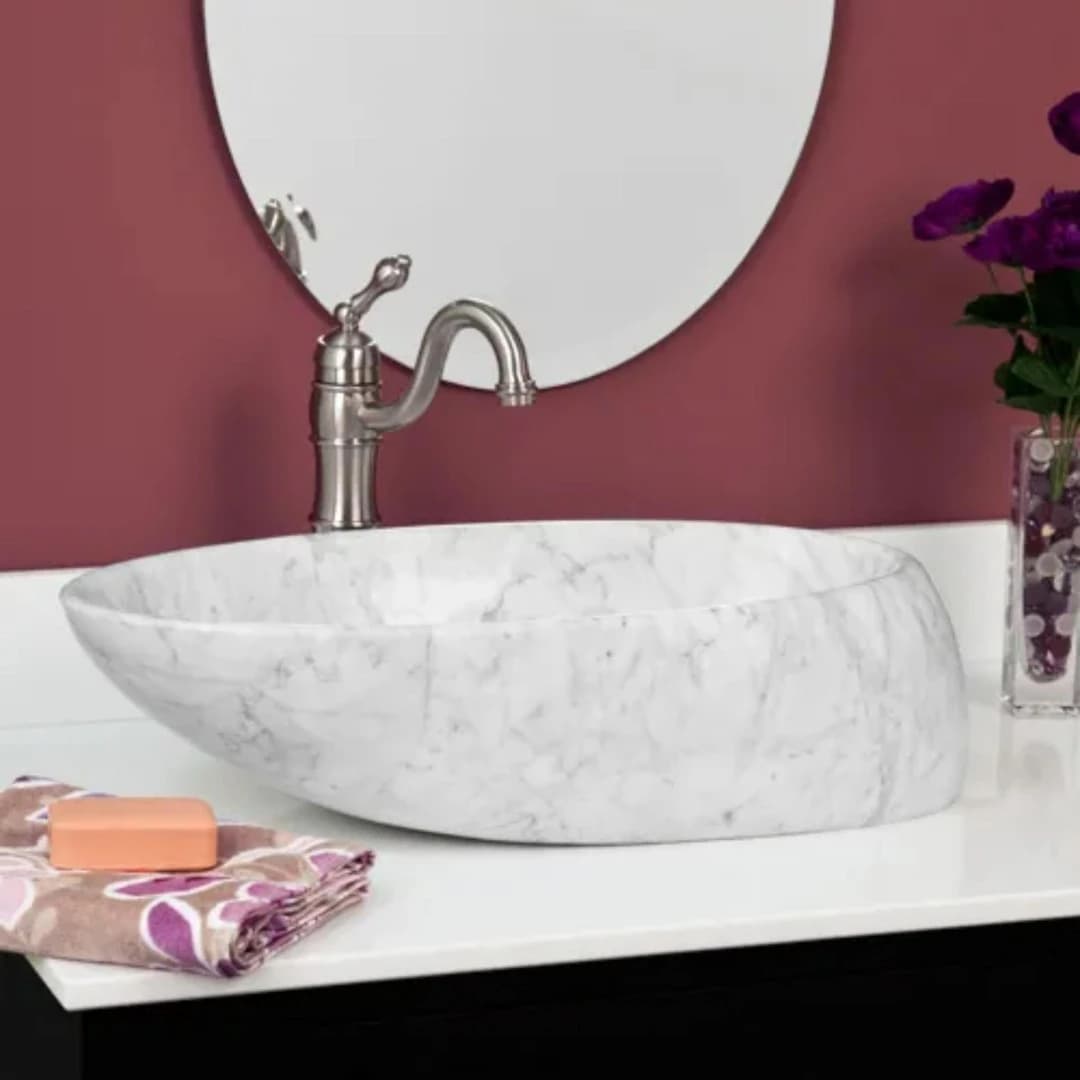 Beyaz Vessel Mermer Lavabo 1