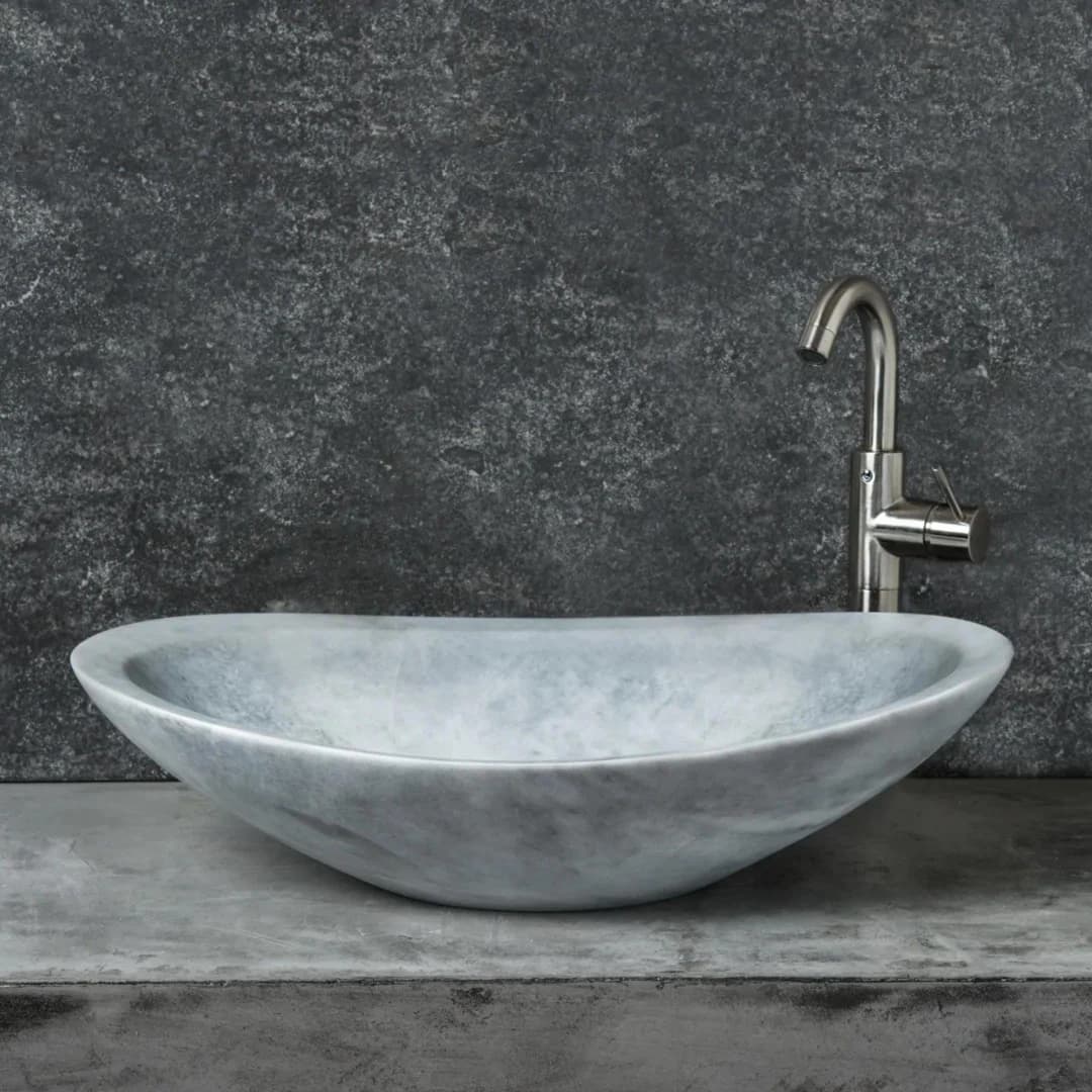 Gri Elips Mermer Lavabo 1