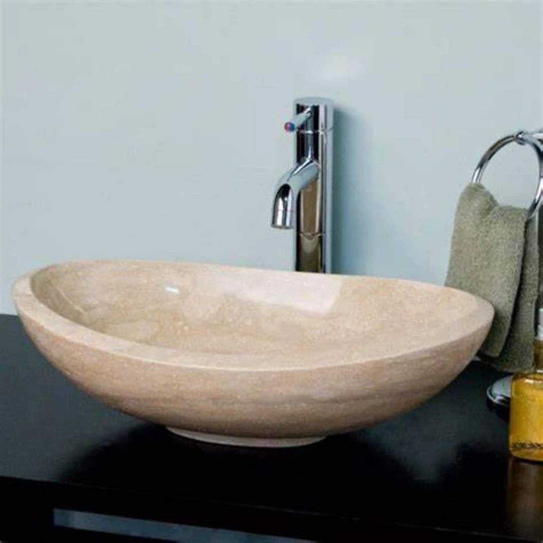 Traverten Elipse Mermer Lavabo 1