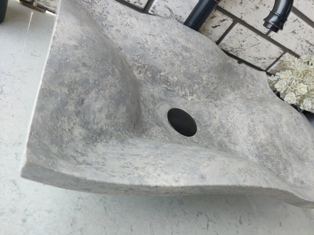 Silver Traverten Undate Mermer Lavabo 5