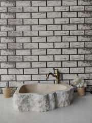 Traverten Natural Elips Mermer Lavabo 1