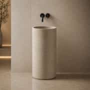 Traverten Silindir Dikey Mermer Lavabo 1