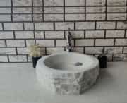 Beyaz Altıgen Mermer Lavabo 2