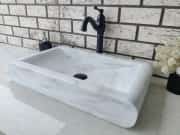 Beyaz Oval Yay Mermer Lavabo 3