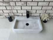 Beyaz Oval Step Mermer Lavabo 3