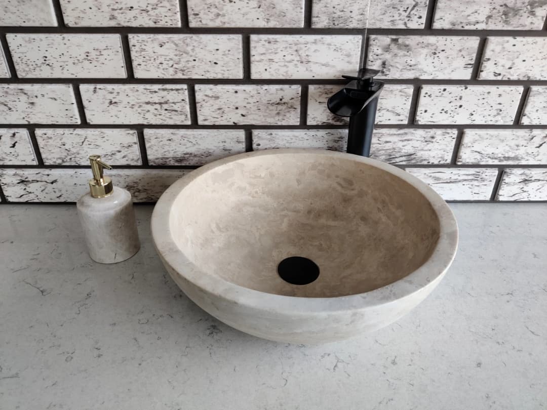 Traverten Çanak Mermer Lavabo 3