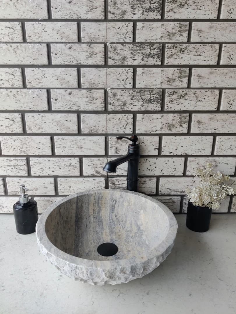 Silver Çanak Patlatma Mermer Lavabo 2