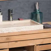Bej Patlatma Dikdörtgen Mermer Lavabo 2