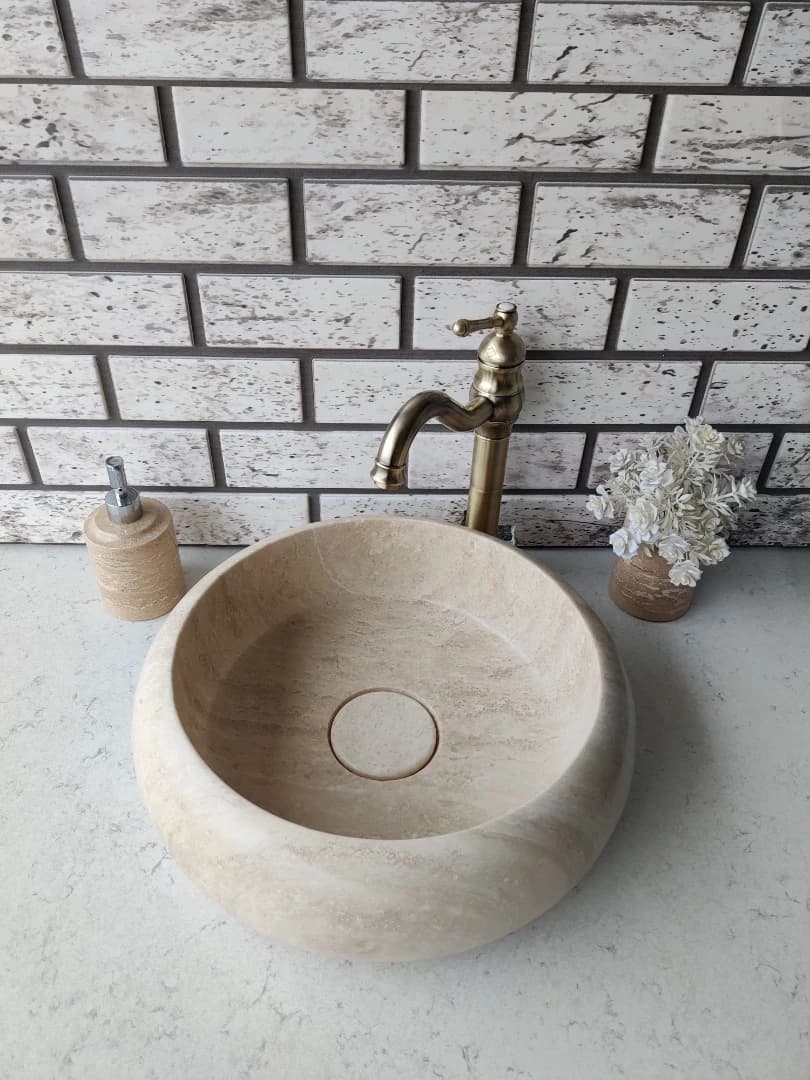 Traverten Lid Teker Mermer Lavabo 6