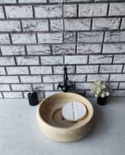 Traverten Pahlı Lid Teker Mermer Lavabo 6