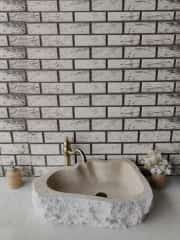 Traverten Natural Elips Mermer Lavabo 8