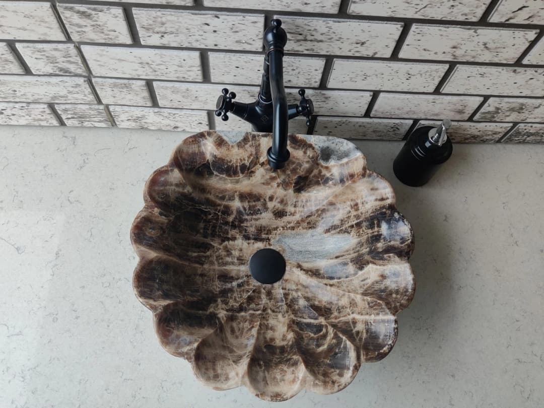 Onyx Flowers Mermer Lavabo 3