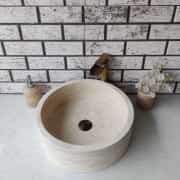 Traverten Silindir Mermer Lavabo 2