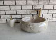 Bej Teker Mermer Lavabo 1