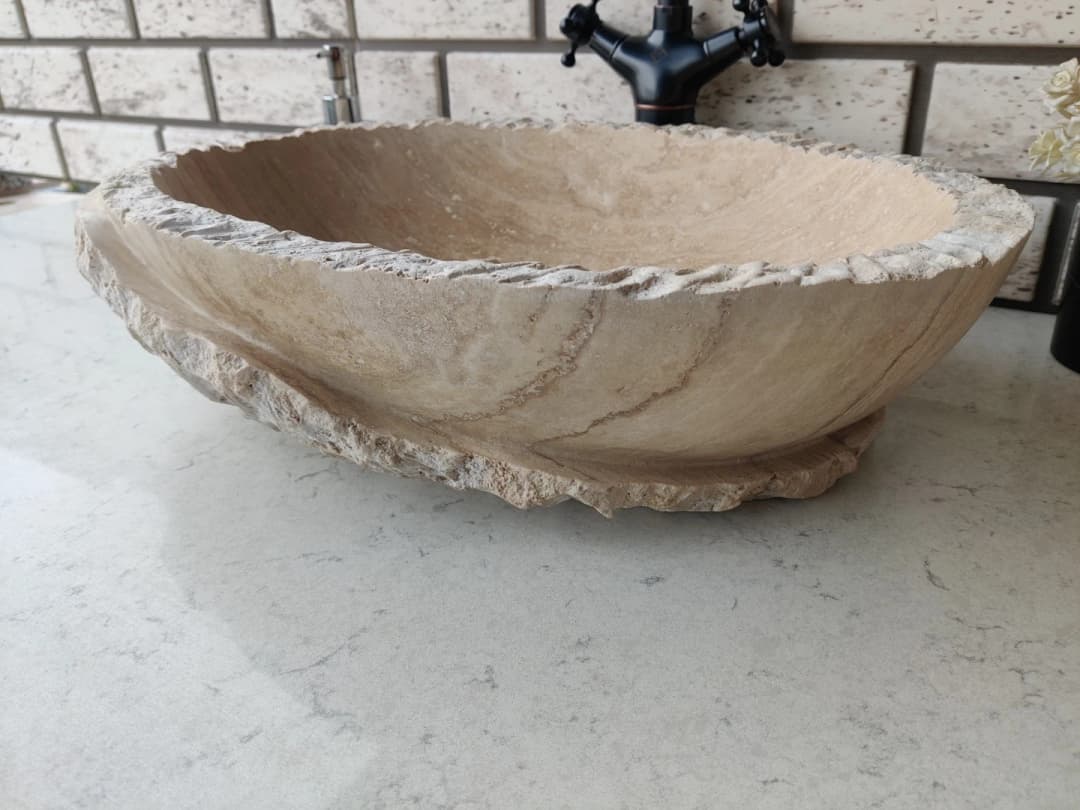 Traverten Special Elips Mermer Lavabo 4