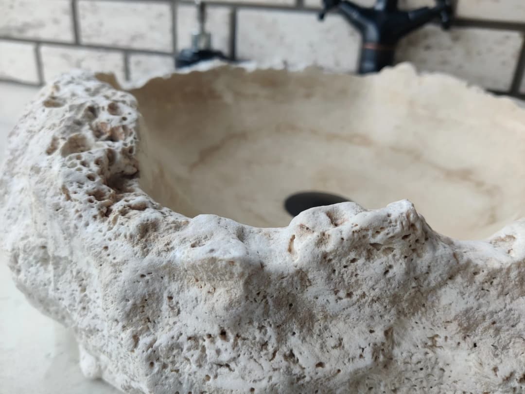 Traverten İnborn Patlatma Mermer Lavabo 2