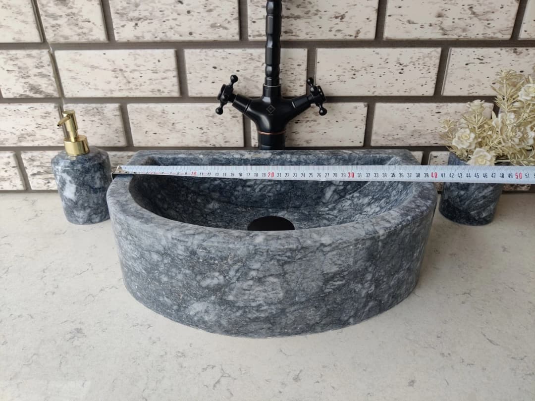 Karaca Siyahı Half D Mermer Lavabo 3