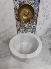 Beyaz Kulaksız Düz Mermer Kurna 2