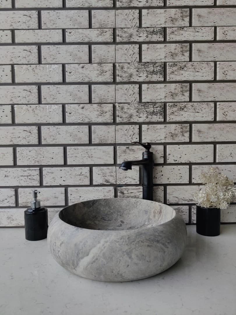 Silver Teker Mermer Lavabo 1